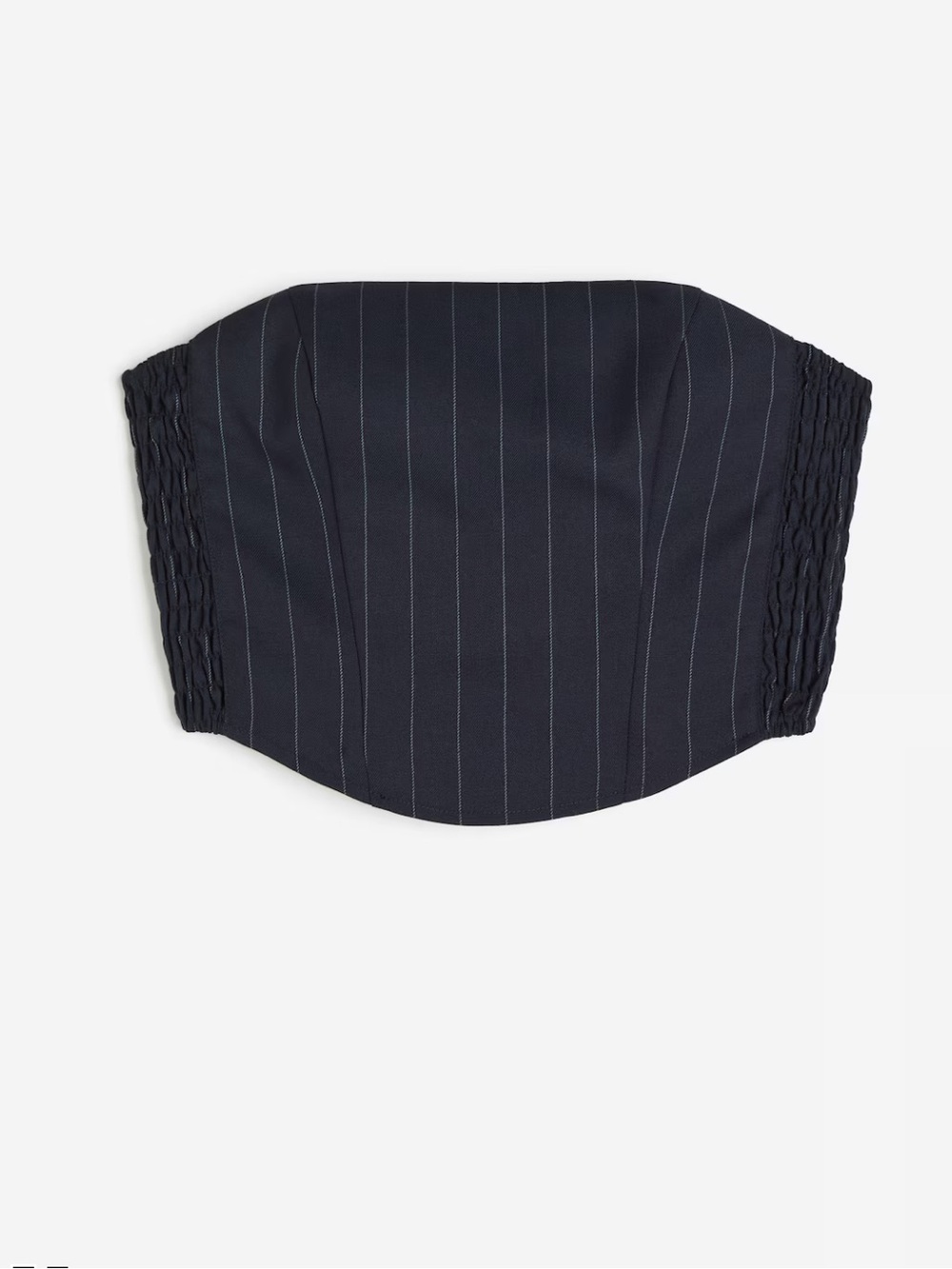 Navy Pinstripe Strapless Corset Top